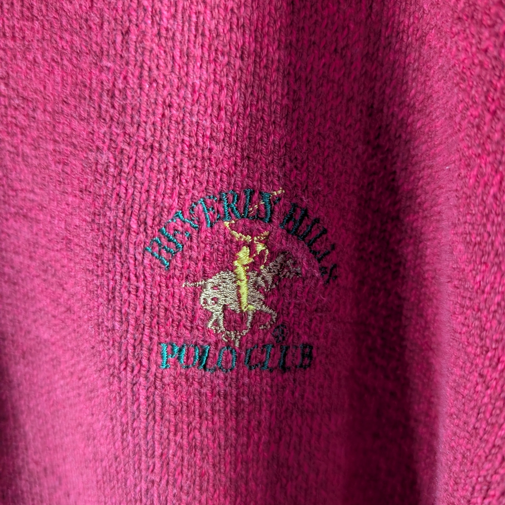 ​Vintage Beverly Hills Polo Club 1/4 Zip Sweater Men's XL Red Knit Pullover - Picture 5 of 8